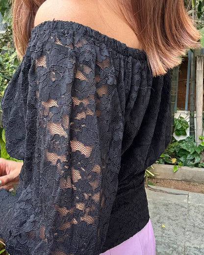 Black lace fitted top
