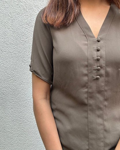 Olive green blouse top