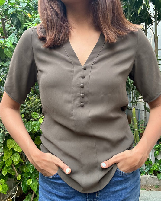 Olive green blouse top
