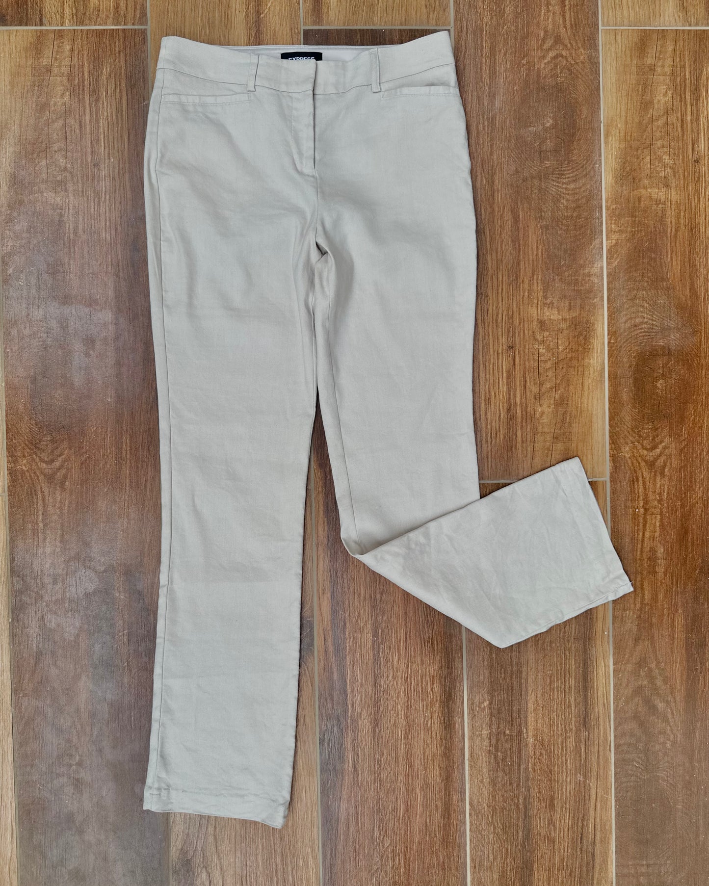 Beige mid-rise formal pants