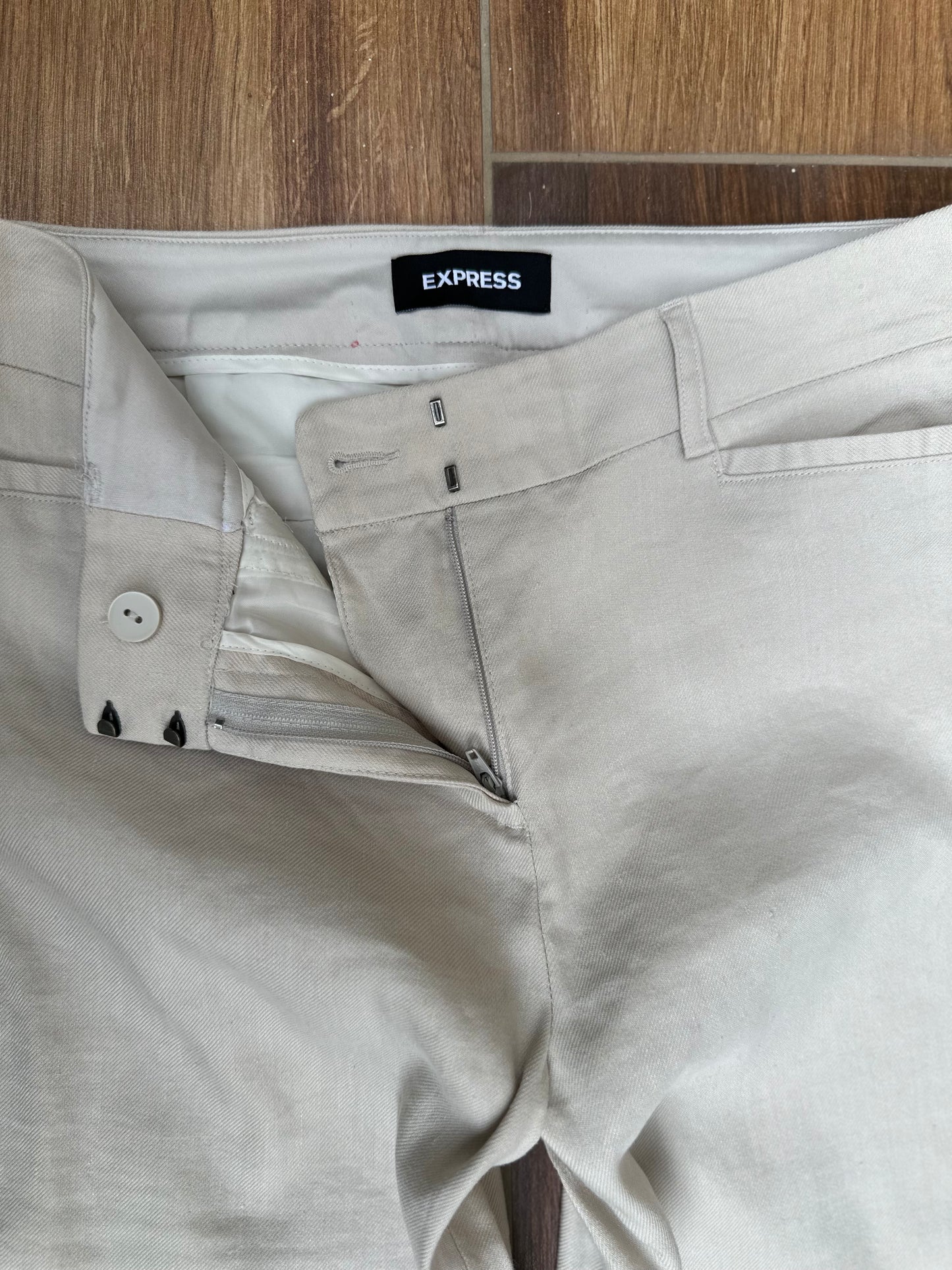 Beige mid-rise formal pants