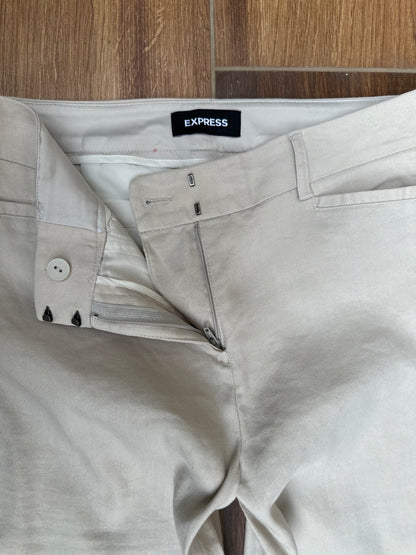 Beige mid-rise formal pants