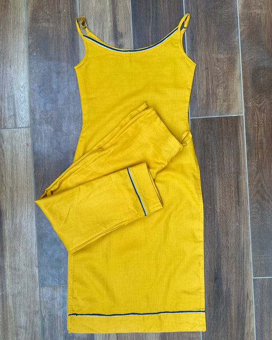 Yellow cotton kurta set