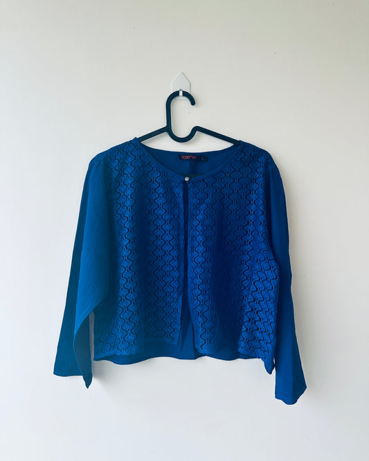 Blue self-design overcoat