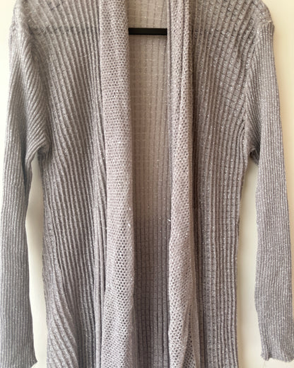 Grey sheer knit shrug