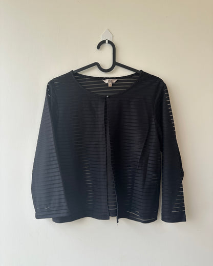 Black sheer stripes overcoat