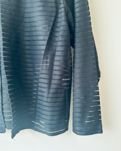 Black sheer stripes overcoat