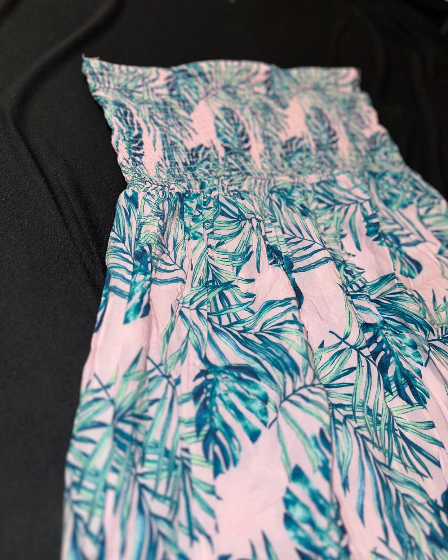 Floral print pink strapless maxi