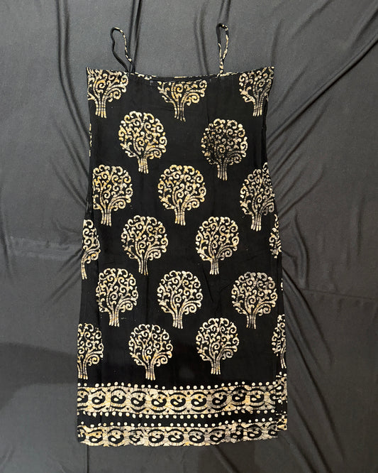 Black handblock print cotton kurti