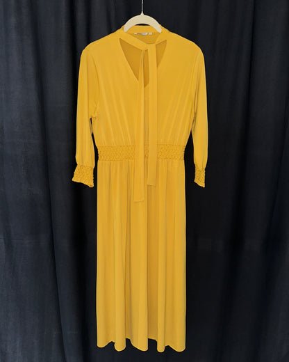Yellow midi dress with shirring