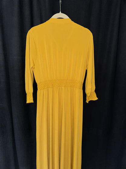 Yellow midi dress with shirring