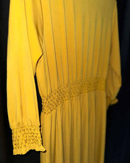 Yellow midi dress with shirring