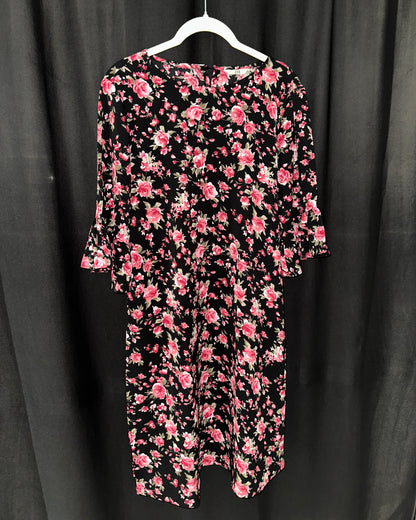 Black floral midi dress