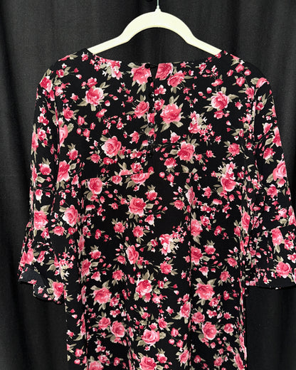 Black floral midi dress