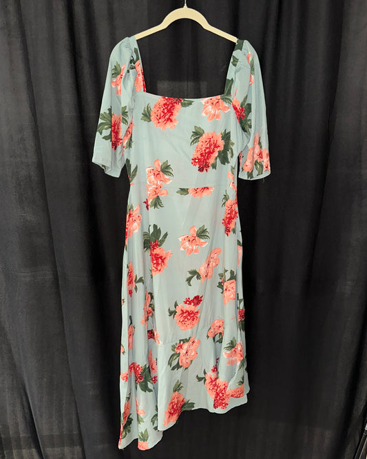 Blue floral midi dress