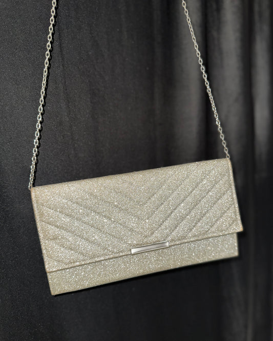 Silver-toned embellished clutch