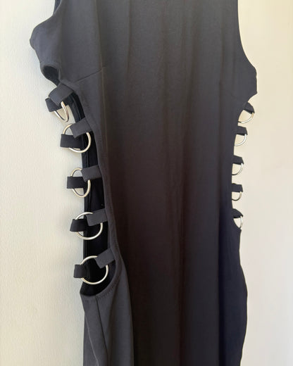 Black maxi dress with metal ringlets