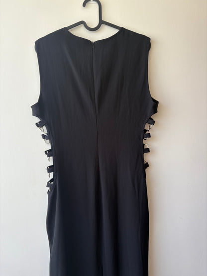 Black maxi dress with metal ringlets