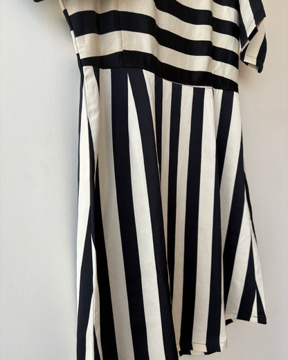 Black and white A-line satin dress