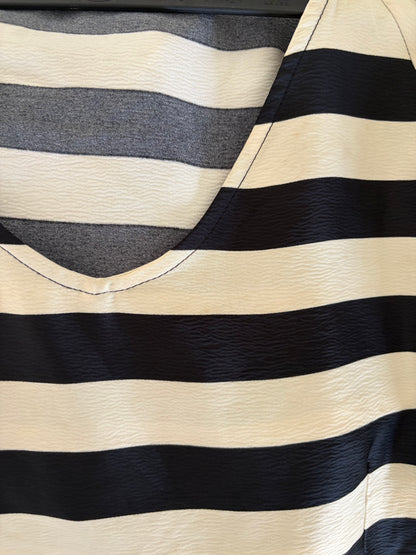 Black and white A-line satin dress