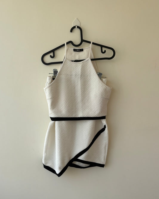 Black and white mini skirt co-ord set