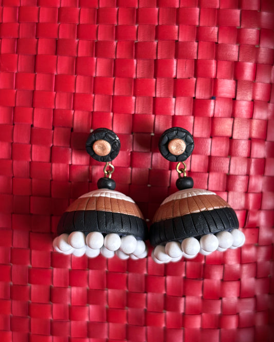 Black and white terracotta jhumkas