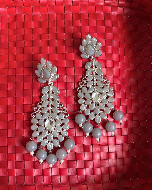 Silver-plated grey pastel drop earrings