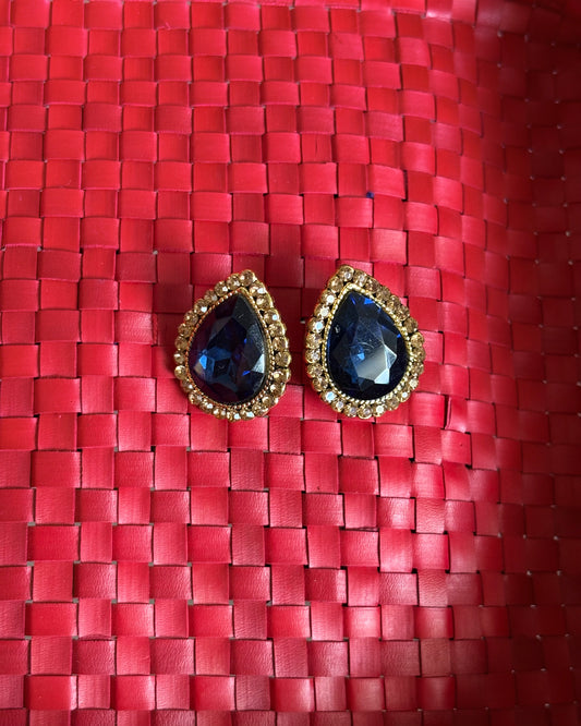 Blue tear drop studs