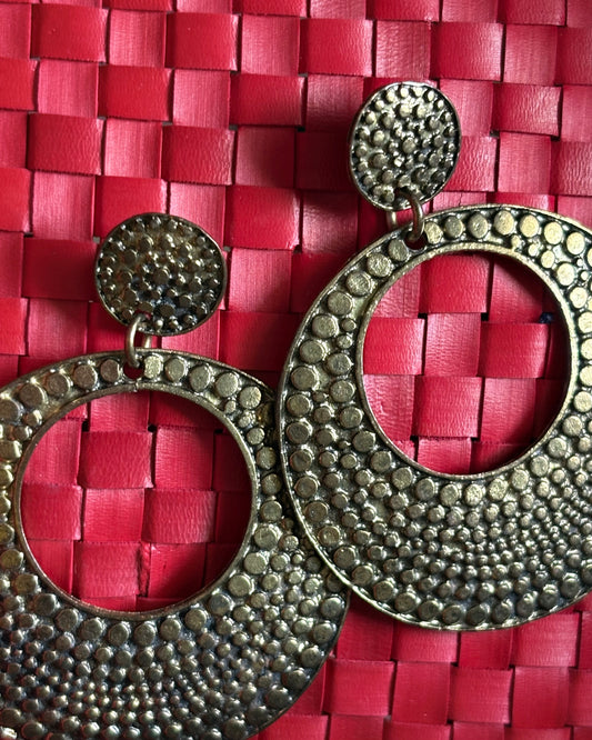 Gold oxidised chanbali earrings