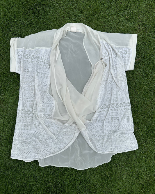 White sheer drape top
