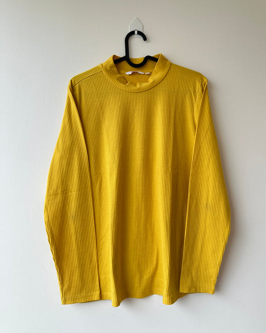 Yellow high neck top with long sleeves