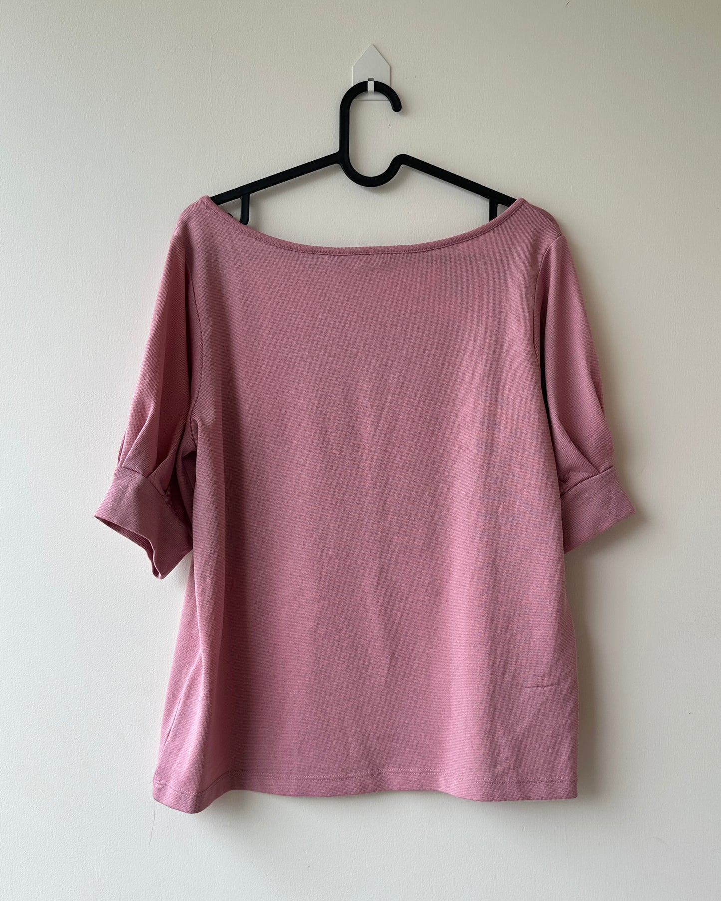 Pink metallic top with puff sleeves