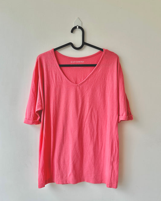 Pink oversized cotton T-shirt