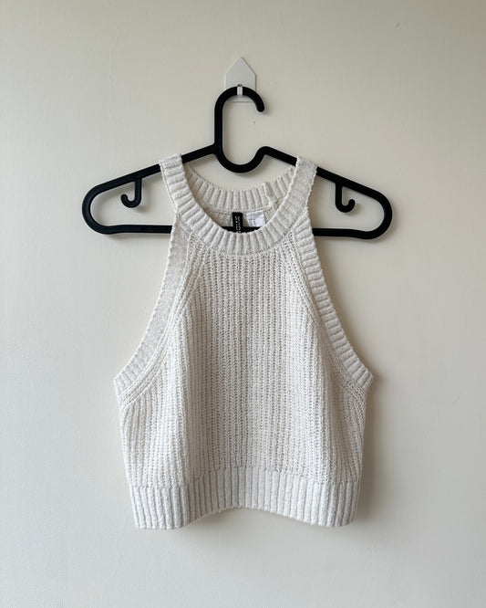 White knit crop top