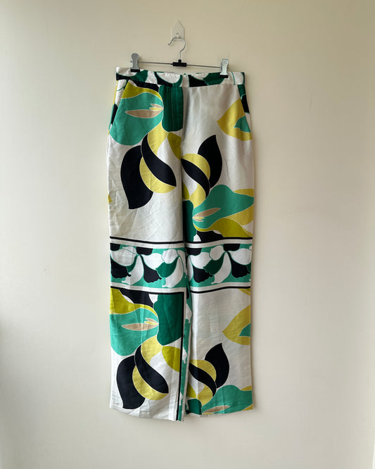 Printed satin trousers