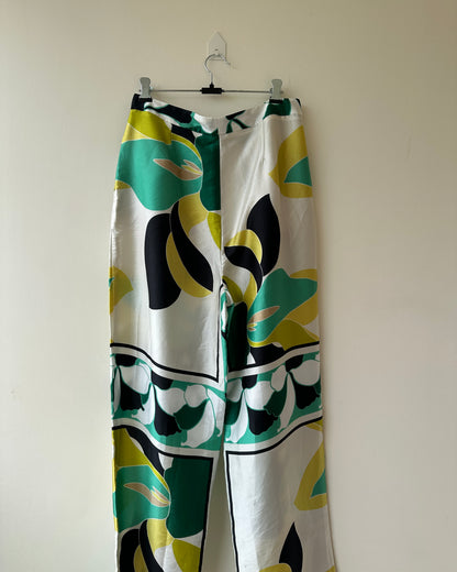 Printed satin trousers
