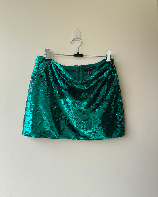 Green sequins mini skirt