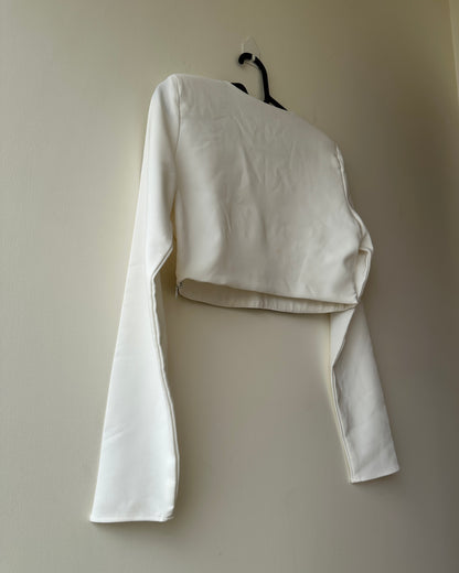 White crop top with rhinestone band