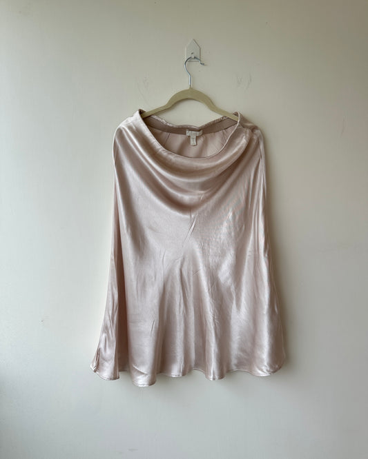 Beige satin midi skirt