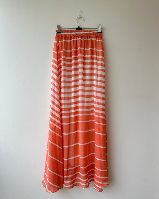 Orange and white striped maxi skirt
