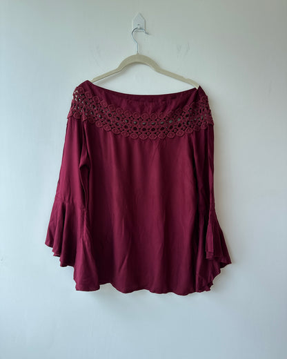 Maroon top with bell sleeves