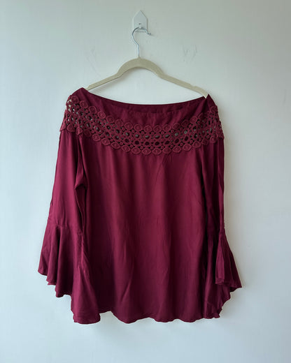 Maroon top with bell sleeves