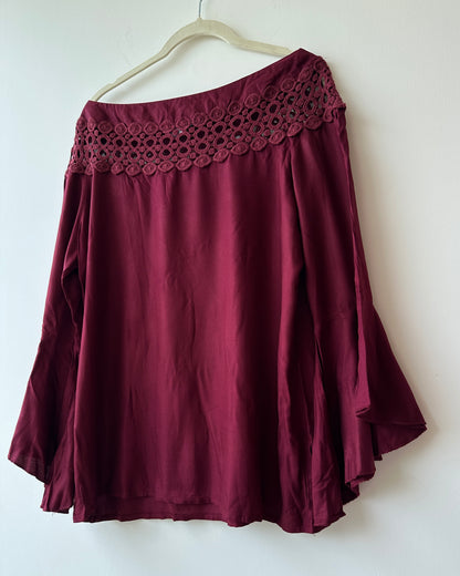 Maroon top with bell sleeves