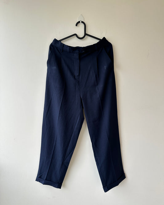 Navy blue mid-rise trousers