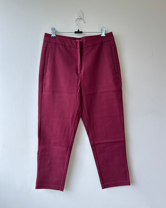 Deep red mid-rise formal trousers