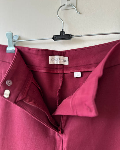 Deep red mid-rise formal trousers
