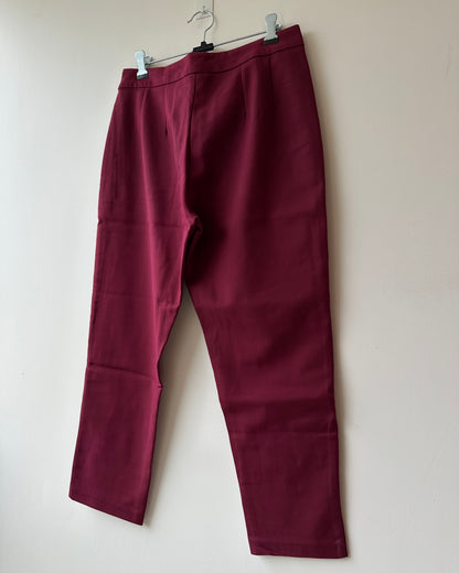 Deep red mid-rise formal trousers