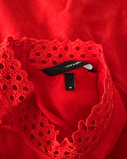 Orange full sleeves top with lace detail
