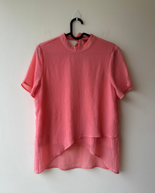 Coral pink high neck top