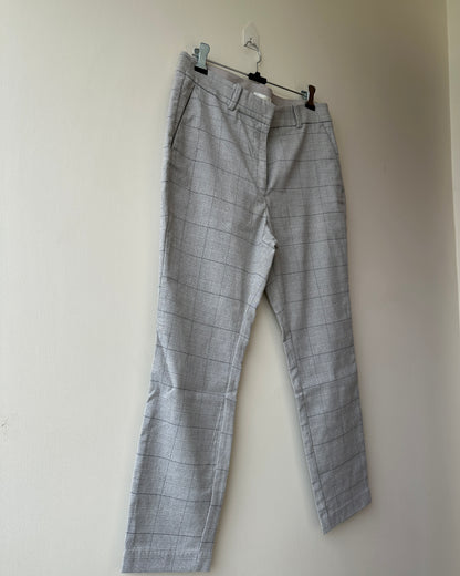 Grey checks mid rise formal trousers